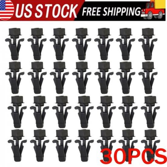30-Car Bumper Grille Retainer Fastener Clips Bumper Hood Clips For Nissan Black