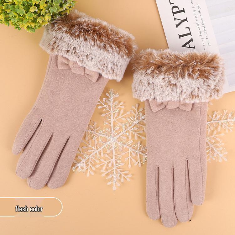 

Женские велосипедные перчатки с сенсорным экраном и флисовой подкладкой - Теплые, милые, ветрозащитные, универсальные для весны, осени и зимы One Size