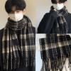 Plush Winter Cashmere Scarves Tassel Long Shawl Simple Plaid Wool Scarf  Student