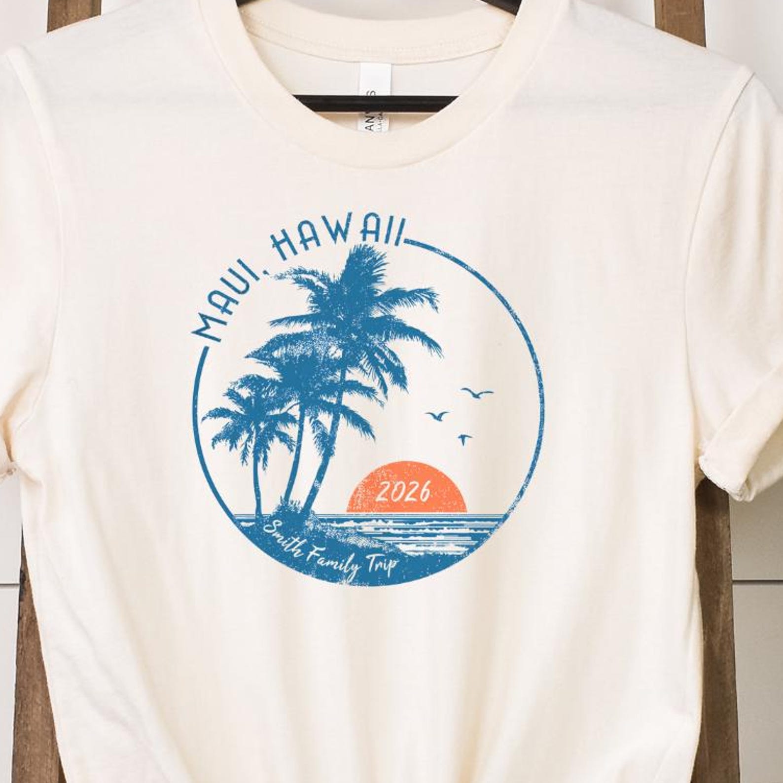 Custom Retro Beach Family Trip Shirts Personalized Matching Vacation Tees Obx Outer Banks Hawaii Maui Tees T-shirt Friends Vacay Palm Island 3XL