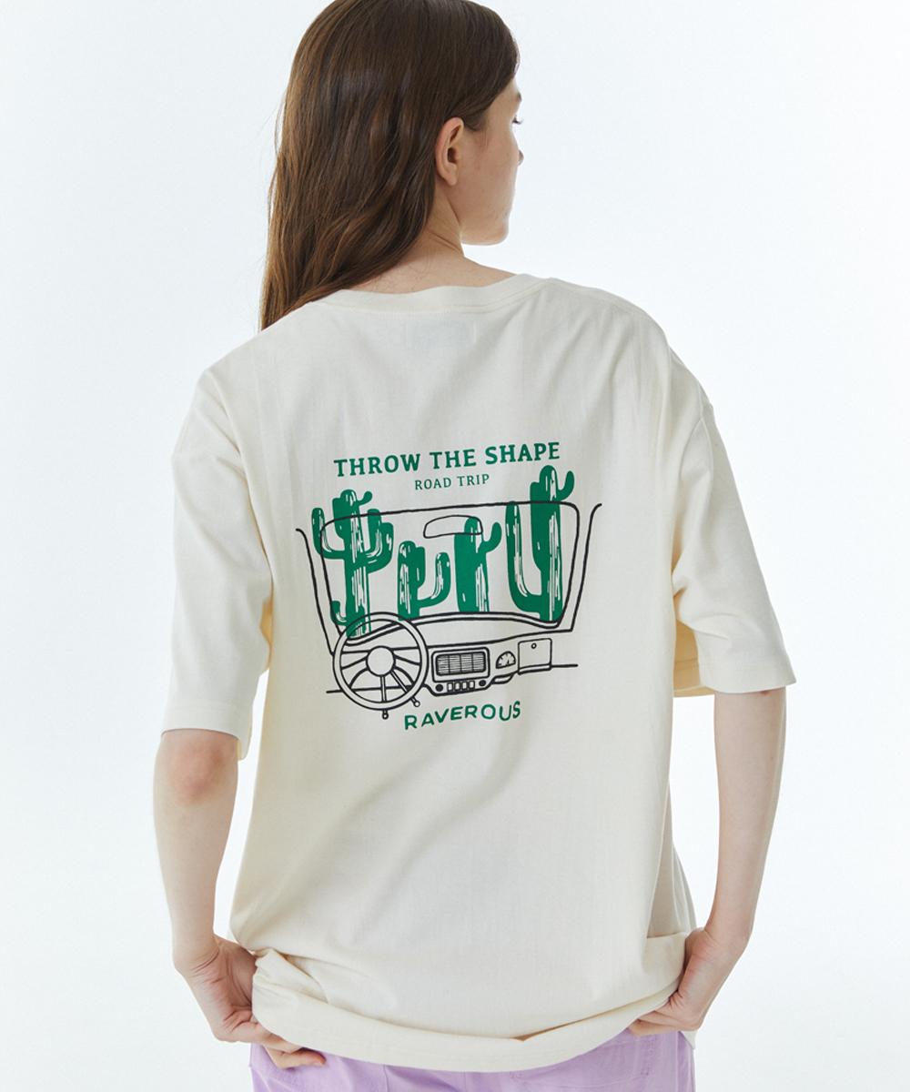 Raverous Cactus Print T-Shirt Ivory 2