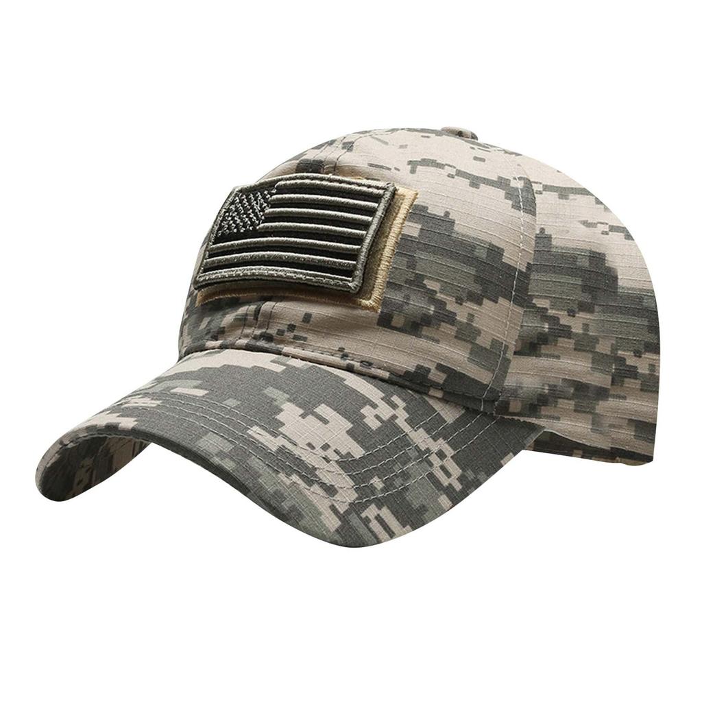 Adjustable Military Style Baseball Cap with American Flag Patch Tactical Outdoor Sports Hat Durable Fabric and Structured Design for Men Women