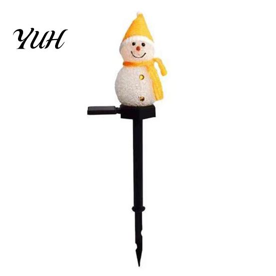 LED Decorative Lawn Ornament Solar Snowman Pathway Lights, Outdoor Waterproof Ground Stake with Resin Landscape Lamp Light, Garden Light for