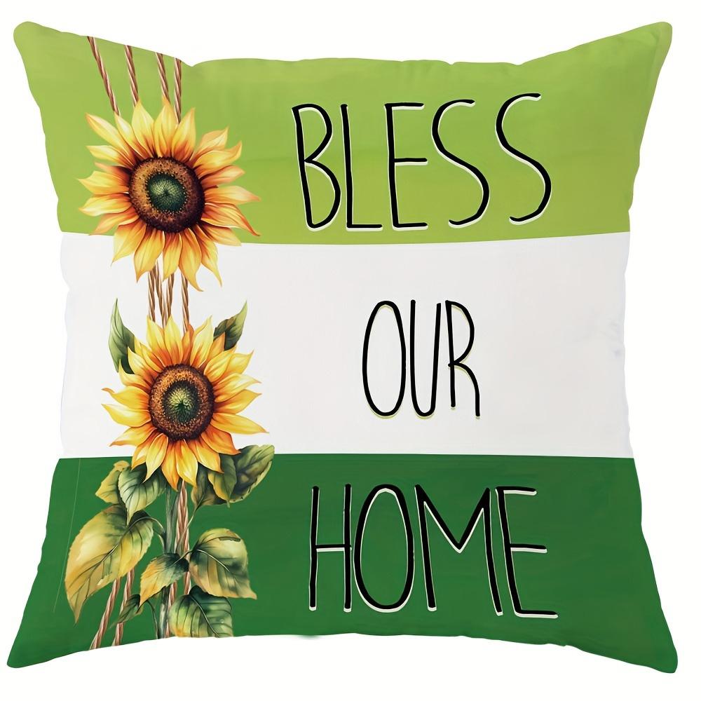 Sunflower-themed Cozy Pillow Cover: Bright Blooms and Heartfelt Home Wishes, Sofa Chair Cushion Cover, Room Decoration