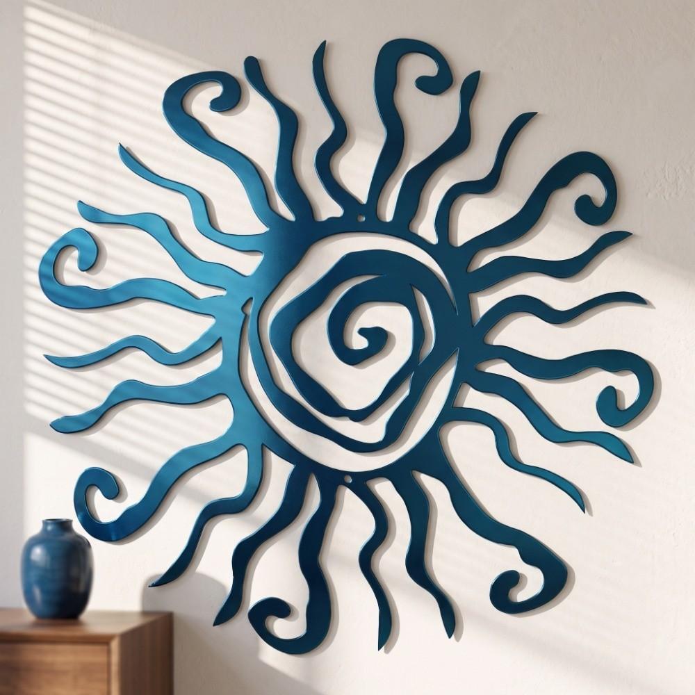 Arte de Hierro Pintado a Mano Arte de Pared Metálico 11.81 pulgadas Escultura de Pared Decoración de Sol Espiral Decoración de Granja