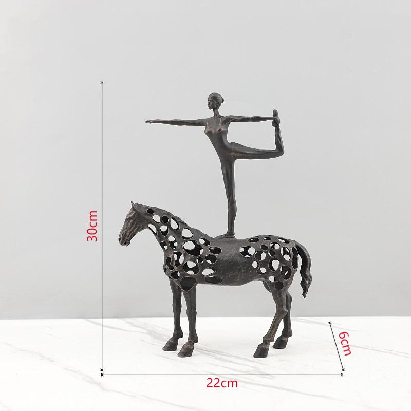 

Dancer on Horseback Minimalist Gymnastics Figures Statue Desk Decoration Abstract Character Metal Sculpture Room Aesthetic Decor