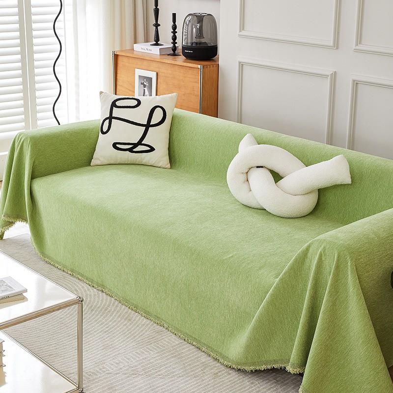 Solid Chenille Sofa Throw Cover Modern Minimalist Slipcover 3-Seater Cushion Protector