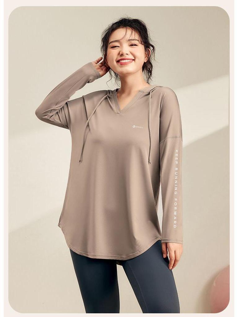 Plus Size Yoga Quick Dry Hooded Set: Slimming Long Sleeve & Pants, Loose Mid-Length Cover for Chubby Sisters