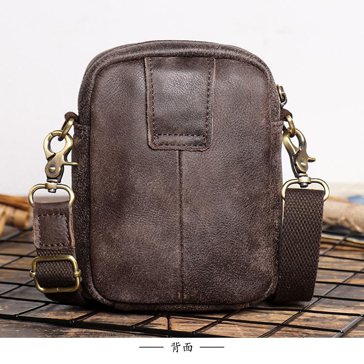 2026 New Men Vintage Genuine Matte Cowhide Shoulder Waist Bag With Belt Loop, Multifunctional Cell Phone Crossbody Bag