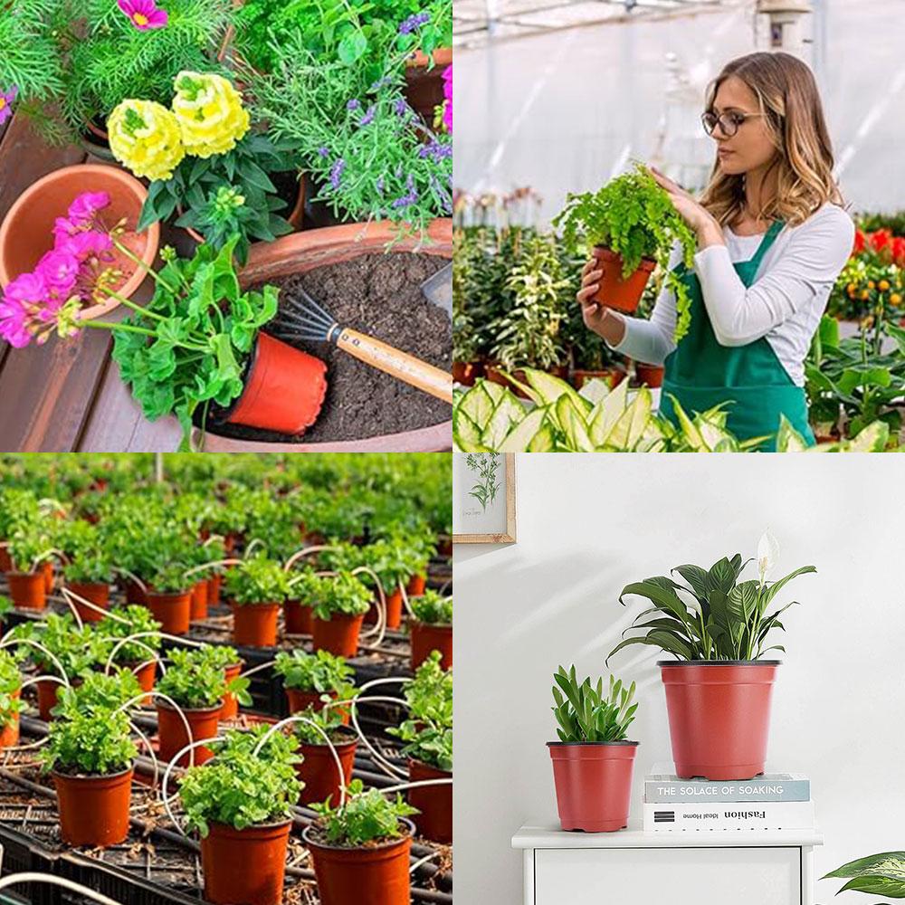 20Pcs Red & Black Nursery Pots Reusable Seed Starter Trays for Hydroponic Plants Flower Growing Home & Outdoor Planter Supplies