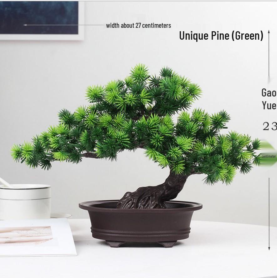 Artificial Bonsai Pine Tree for Indoor Decoration - Small Green Plant Ornament for Home or Living Room