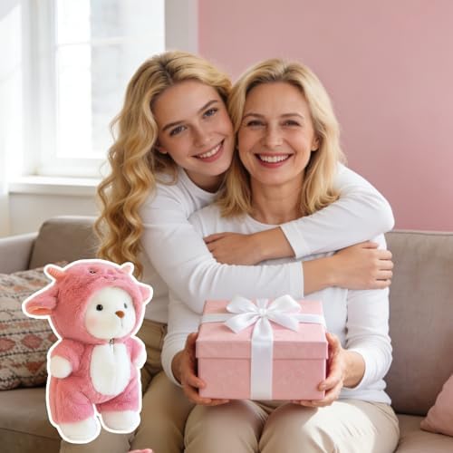 RxaGtn Personalized Teddy Bear with Zipper, Custom Name Plush Toy, Pink Clothes Bear, Travel Companion, Girlfriend Gift