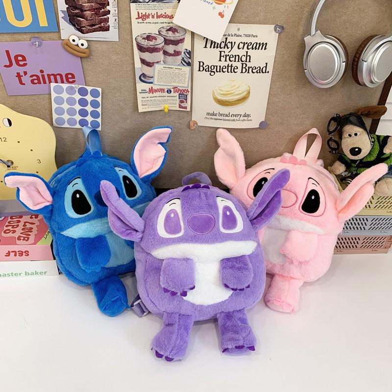 Stitch Cartoon Plush Doll Backpack - Cute & Fluffy Bag for Girls