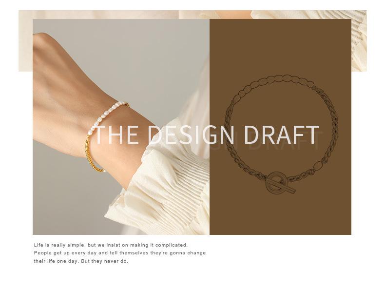 18K Gold Freshwater Pearl OT Buckle Hip Hop Bracelet