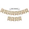 Pre-strung Congrats Grad Banner - No DIY - Gold Glitter Graduation Party Banner - Pre-strung Garland On 6 Ft Strand - Gold Grad Congrats Class of