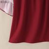 ZANZEA Women Casual Round Neck Stripe Splice Half Sleeve Blouse