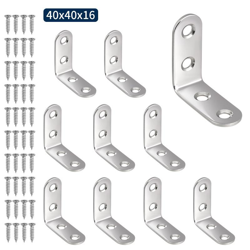 20/10 шт. 10 шт. Уголок L-образный Нержавеющая сталь Прямой уголок-опора для полки Уголок формы L для мебели 10pcs 40X40