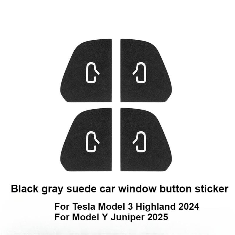 4PCS Car Door Switch Button Panel Cover Sticker For Tesla Model 3 Y Juniper 2017-2026 Car Interior Decoration Car Accessories