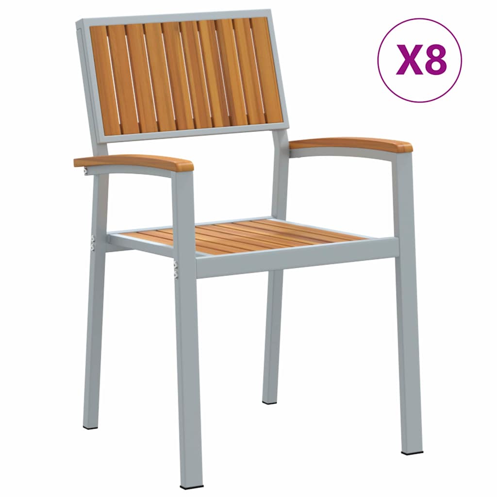 Stackable Chair 8 Pcs Brown 56 X 57 X 87 Cm Solid Acacia Wood