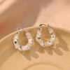 Silver Needle Geometric Heart Hoop Earrings - Retro & High-End Style for a Bold Look