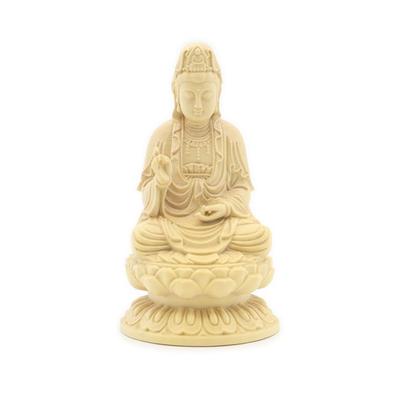 Special Buddhist Statue Mini Seated Statue of Seikannon Height Width Depth Water Boxwood 8203 Kurita's [Bodhisattva] (total 6.5cm, 4cm, 3.5cm)