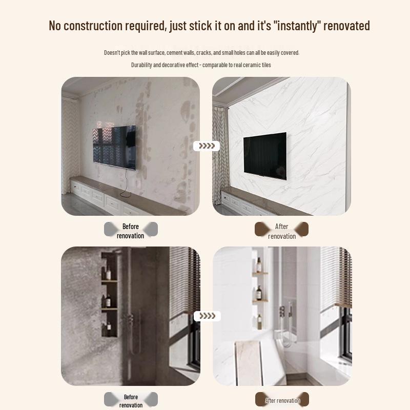 Samolepicí vodotěsné mramorové obklady na zeď pro renovaci pronajímaného pokoje