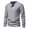Spring Autumn Waffle Henley T-Shirt Men Basic Breathable Men's Long Sleeve Tops Tees Casual Solid Color Button T Shirts
