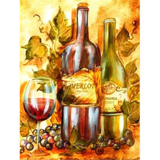 Pictură cu diamant HC 5D DIY, pătrat complet, vin roșu, broderie cu diamante, imagine cu stras, diamant