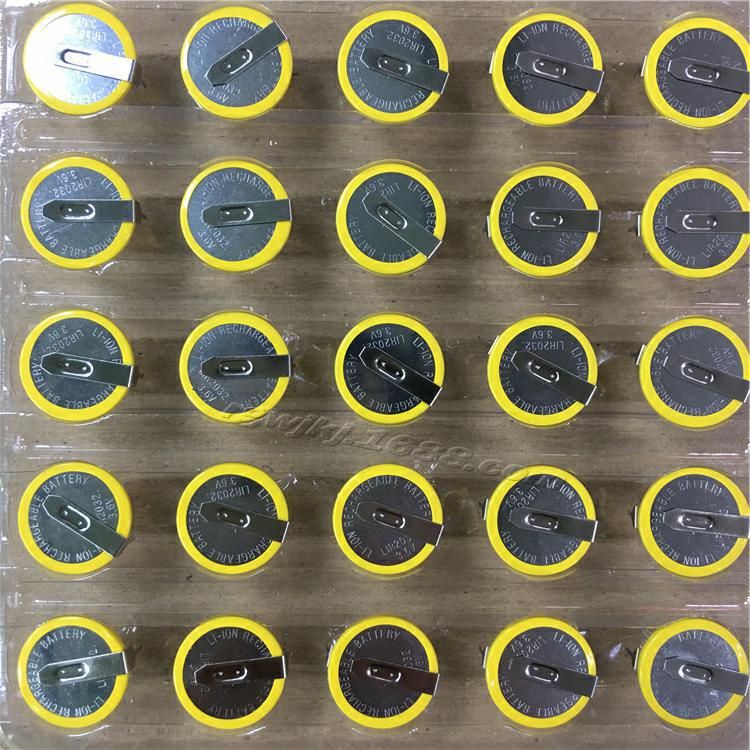 Brand New 3.6V LIR2032 Rechargeable Button Cell with Solder Tabs