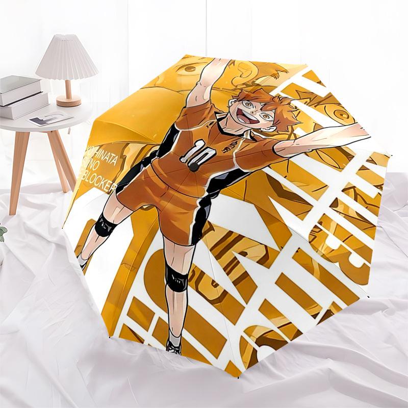 

1pc Haikyuu!! Shoyo Hinata Karasuno Middle Blocker Automatic Opening Closing Umbrella with Convenient Three-Fold Design, 8-Bone Iron Frame Outdoor Umb