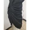 Women's Solid Color Sexy Split Long Skirt Pleated One-shoulder Evening Dress Skirt Women's Clothing