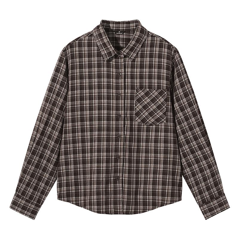 Hotwind Women s Plaid Square Collar Shirt L