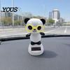 Fatigue Relief Car Accessory Solar Panda Ornament, Plastic Pendant, Automatic Head Swinging Black And White Ornament Doll, Dashboard Cute Interior