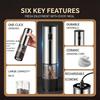 Electric Salt and Pepper Grinder Automatic Rechargeable Pepper Mill Shakers External Adjustable Coarseness Kitchen Appliances