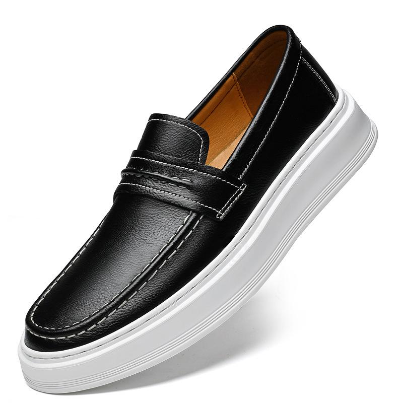 Men s Genuine Leather Slip-on Loafers: Plus Size, British Style, Business Casual, Spring/Autumn 43