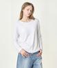BASIC HOUSE Women'S Flowy Spandex U-Neck Oversized Long Sleeve T-Shirt White