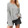 Women's Solid Color Round Neck Bell Sleeve Pullover Knitwear Fashion Short Sweater