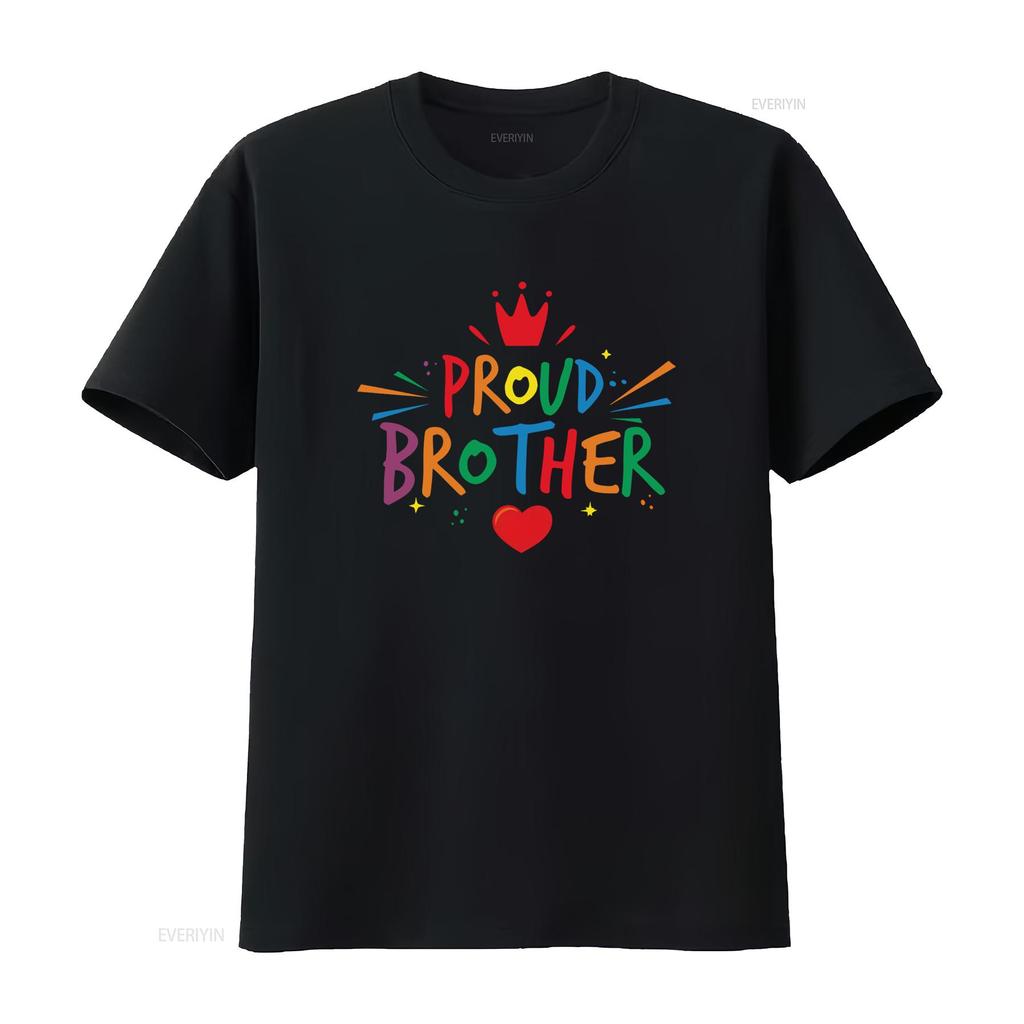 Colorful Proud Brother T Shirt for Men with Crown and Heart Design Perfect Celebrations Vintage Washed Designer Clothes