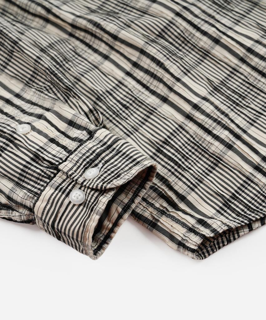 FRIZMWORKS Gathered Check Shirt _ Black