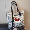 Women's Cute Cartoon Canvas Tote Bag - Large Capacity, Versatile Single Shoulder Commute Bag