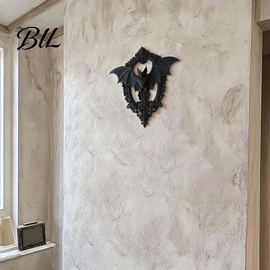 Unique Bat Shape Decoration 3D Printed Gothic Wall Hanging Decor, Vintage Frame Art, Decor Dark Sculpture for Halloween Home Living Room Bedroom