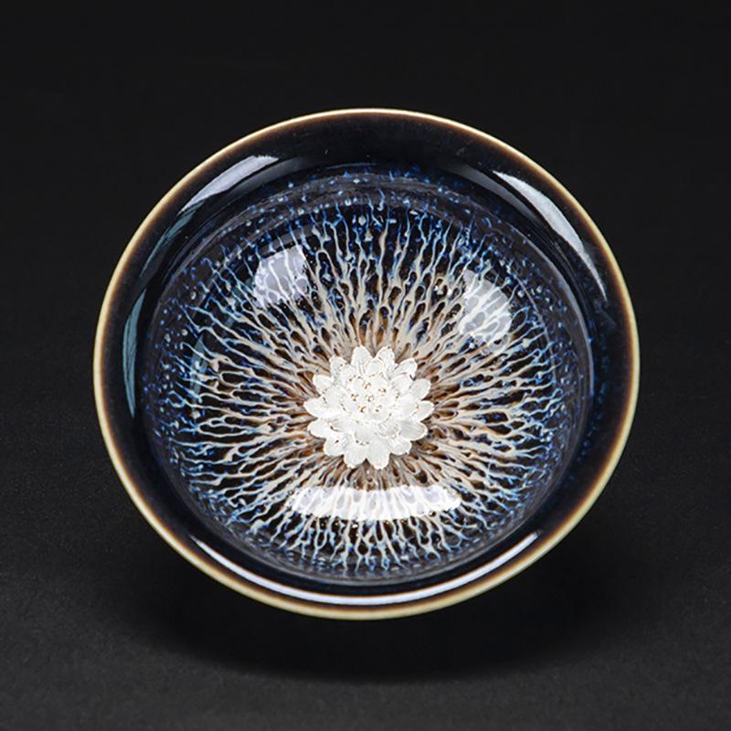 Colorful Tenmokus Tea Cup Fancy Jianzhan Ceramic Teacup Petal Shaped Chinese Style Small Tea Bowl teaware cup