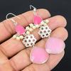 925 Sterling Silver Natural Pink Chalcedony Drop Hook Daughter Earrings Jewelry
