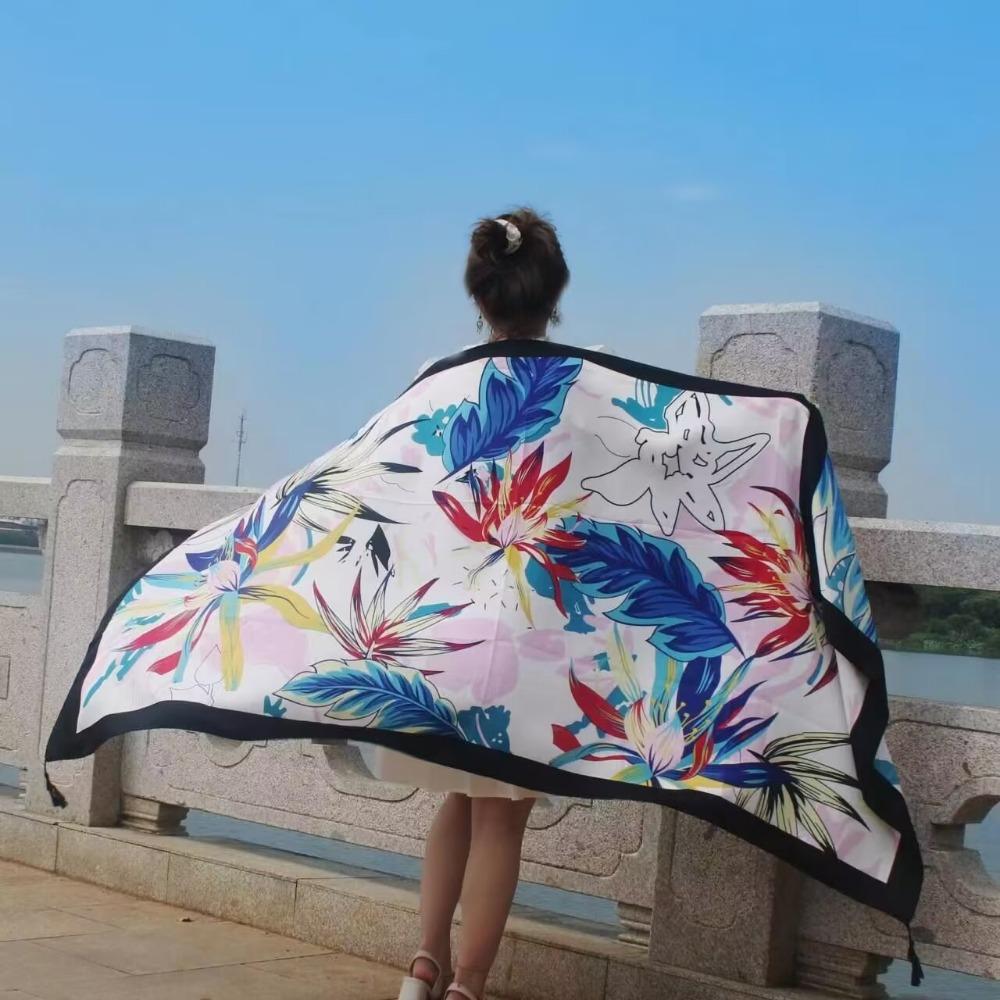 Chaka Salt Lake Great Northwest Tourism Ethnic Style Scarf Silk Scarf Women'S Summer Seaside Beach Shawl Sunscreen Thin