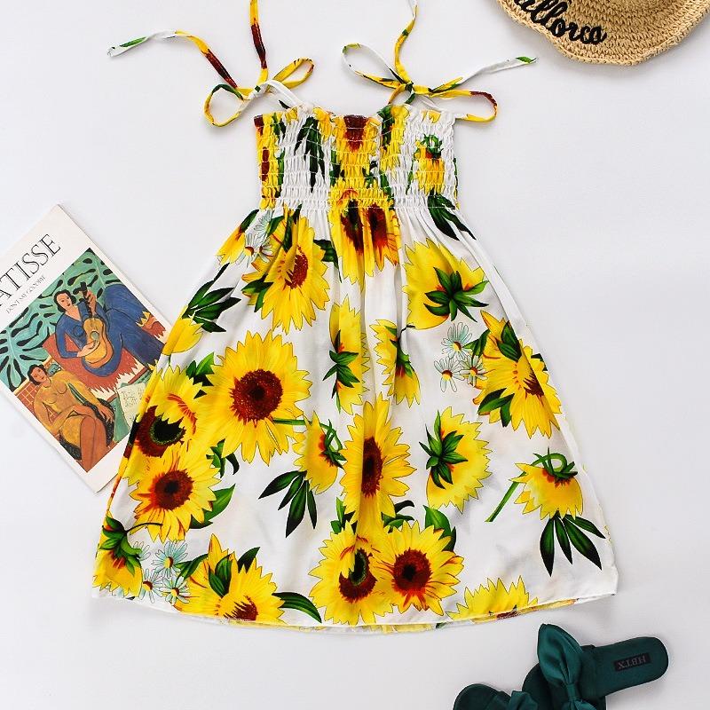Shabohemian mother and daughter beach skirt parent-child suspender skirt girls floral vest skirt