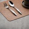 Light Luxury Solid Leather Placemat Coffee Brown PVC Table Mat Waterproof Oilproof Heat-Insulated Plate Bowl Pad Table Decor