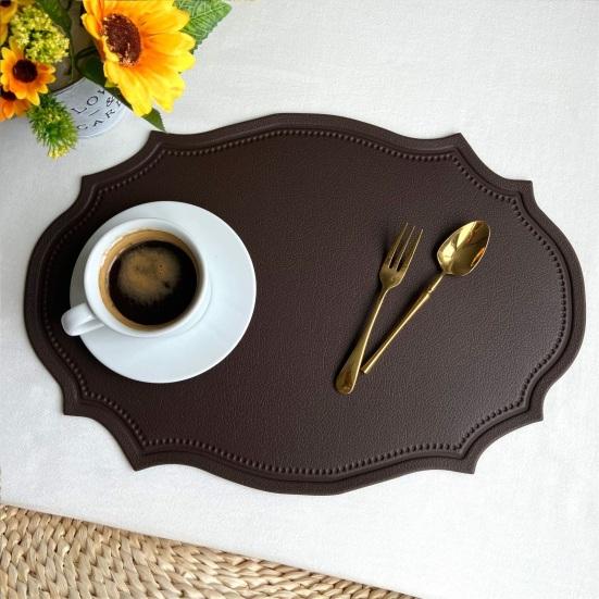 Heat-Resistant PVC Placemats Reusable Non-Slip Table Mats Waterproof Elliptical Shape Dining Place Mat for Kitchen Coffee Table