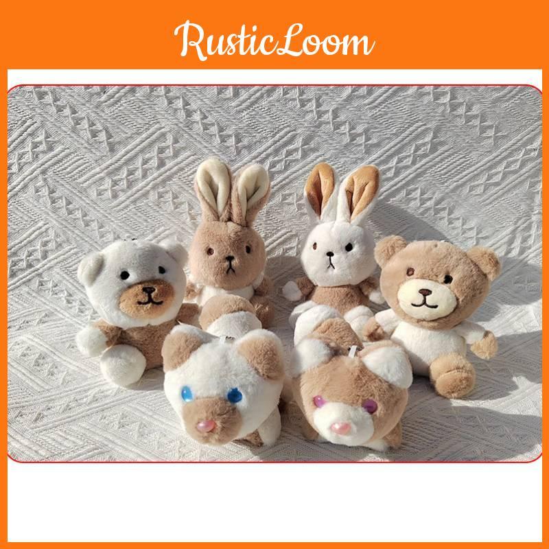 Milk Tea Bunny Plush Keychain With Short Plush Material For Teen Gift