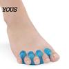 Manicure Toe Separator 1 Pair for Overlapping Toes, 3-Hole Blue Gel Bunion Corrector, Straightener Silicone Soft SEBS Foot Spacer Hallux Valgus, Women
