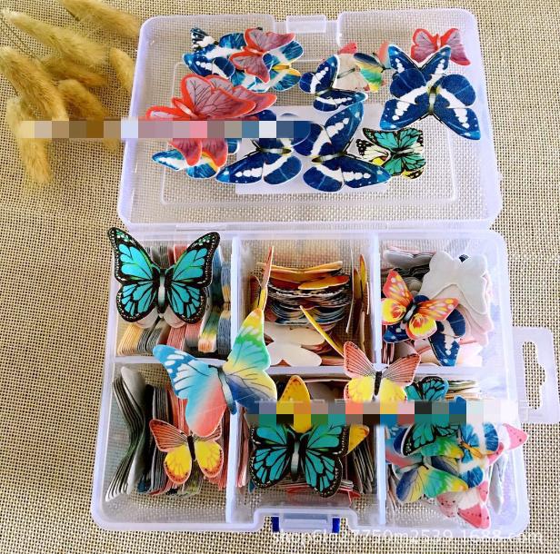 Food Grade Customize Logo Kangkai Cake Supplier Cake Ornament Edible Glutinous Wafer Rice Paper Butterfly for Cake Decorations 1